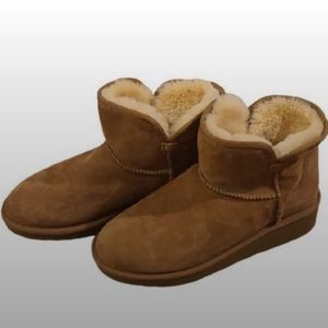 Slip On Suede Fur Lined Boots - Size 8
